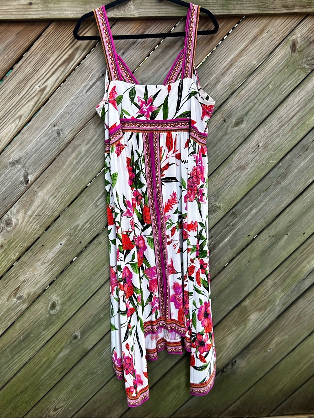 INC International Concepts Pink and Multicolor Floral Embellished VNeck Dress 1X - Picture 2 of 16